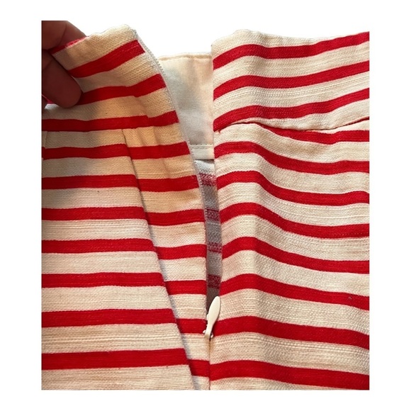 J. CREW RED AND WHITE STRIPED PLEATED SHORTS COTTON LINEN POCKETS SIZE 8 - Picture 6 of 8